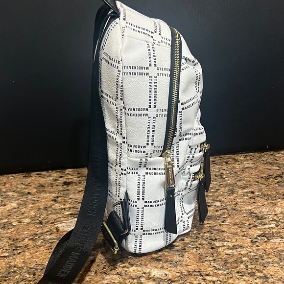 Steve Madden White and Black Logo Backpack main image 12